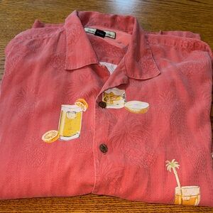 Tommy Bahama Coral Shirt with Tropical Drink Print